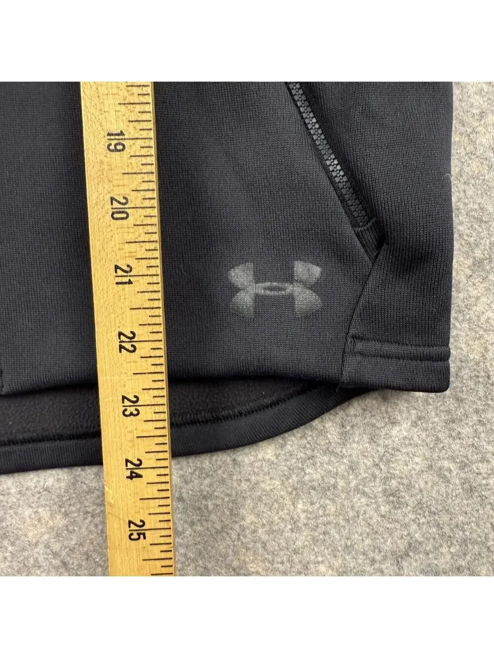 Under Armour ColdGear Full Zip Hoodie Fleece Zip Pockets Black Girl’s Large 003